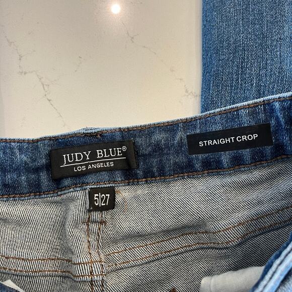 Judy Blue Straight Crop Distressed‎ Jeans Size 5 /27 - Picture 5 of 11